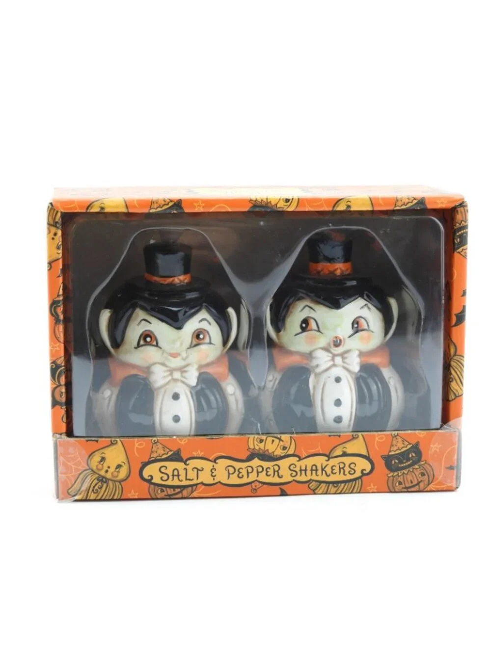 Johanna Parker Halloween Vampire Salt Pepper Shakers Set New In Box Retro